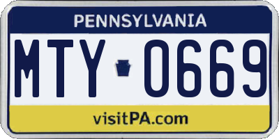 PA license plate MTY0669
