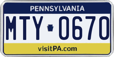 PA license plate MTY0670