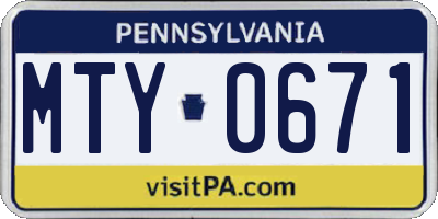 PA license plate MTY0671