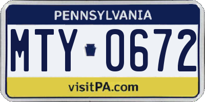 PA license plate MTY0672
