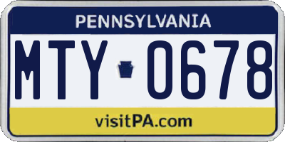 PA license plate MTY0678