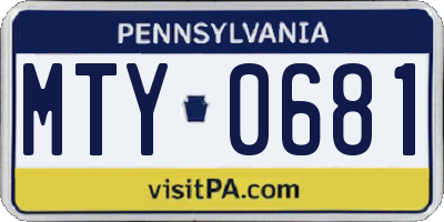 PA license plate MTY0681