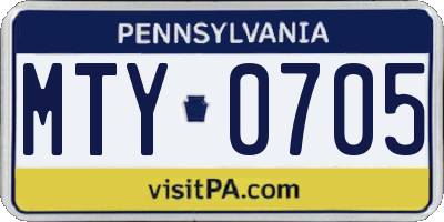 PA license plate MTY0705