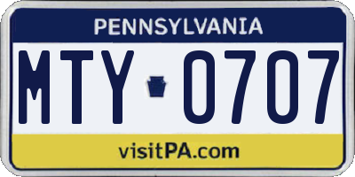 PA license plate MTY0707