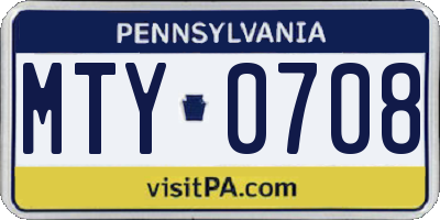 PA license plate MTY0708
