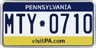 PA license plate MTY0710