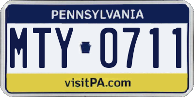 PA license plate MTY0711