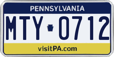PA license plate MTY0712