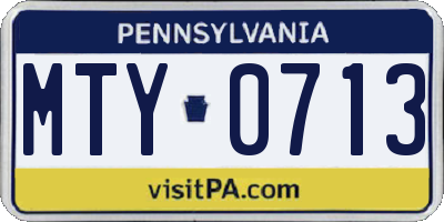 PA license plate MTY0713