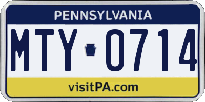 PA license plate MTY0714