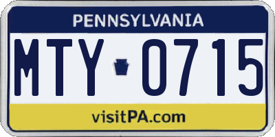 PA license plate MTY0715