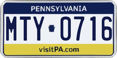 PA license plate MTY0716