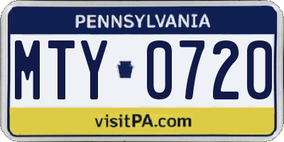 PA license plate MTY0720
