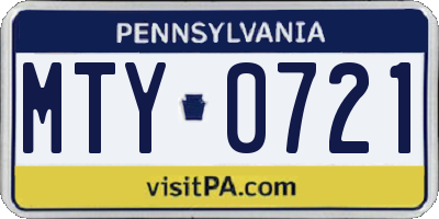 PA license plate MTY0721