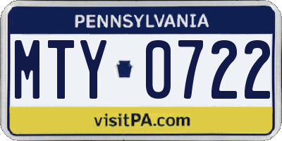 PA license plate MTY0722