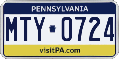 PA license plate MTY0724