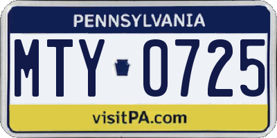 PA license plate MTY0725