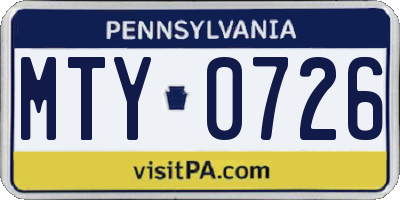 PA license plate MTY0726