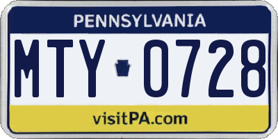 PA license plate MTY0728