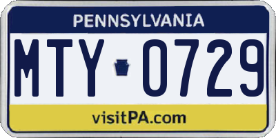 PA license plate MTY0729