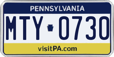 PA license plate MTY0730