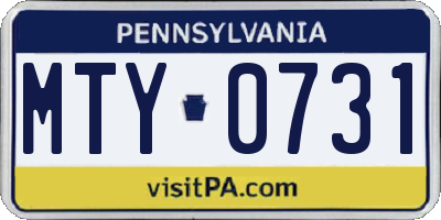 PA license plate MTY0731