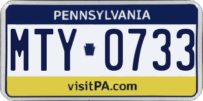 PA license plate MTY0733