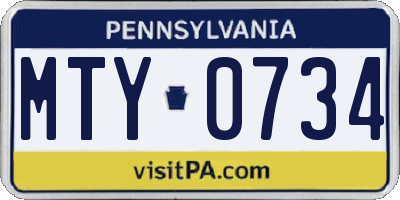PA license plate MTY0734