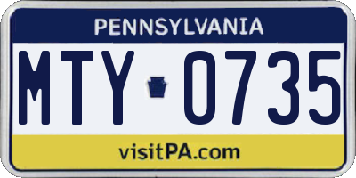 PA license plate MTY0735