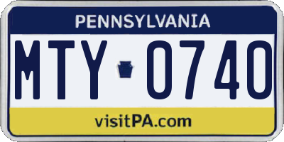 PA license plate MTY0740