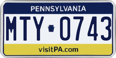 PA license plate MTY0743