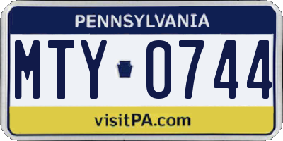 PA license plate MTY0744