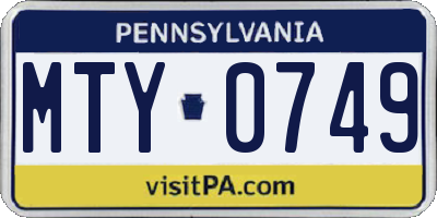 PA license plate MTY0749