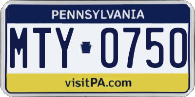 PA license plate MTY0750