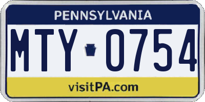 PA license plate MTY0754