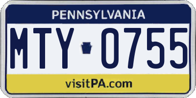PA license plate MTY0755
