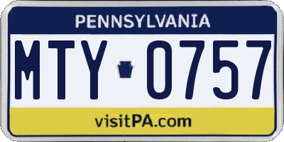 PA license plate MTY0757