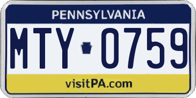 PA license plate MTY0759