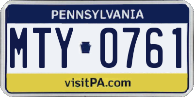 PA license plate MTY0761