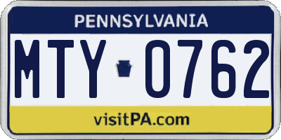 PA license plate MTY0762