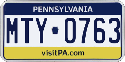 PA license plate MTY0763