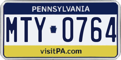 PA license plate MTY0764