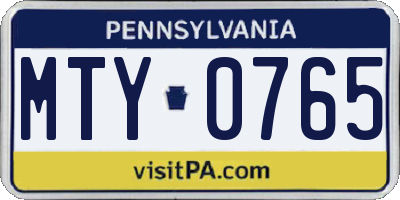 PA license plate MTY0765