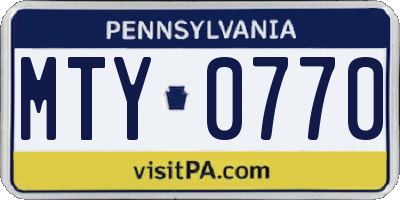 PA license plate MTY0770