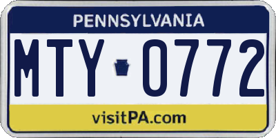 PA license plate MTY0772