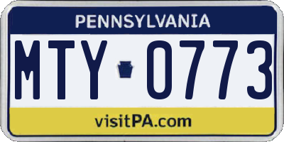 PA license plate MTY0773