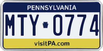 PA license plate MTY0774