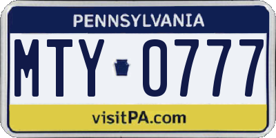 PA license plate MTY0777