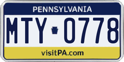 PA license plate MTY0778