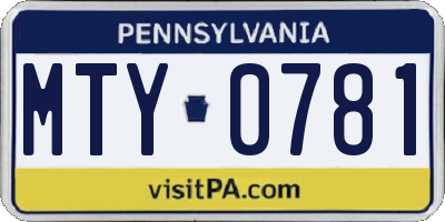 PA license plate MTY0781